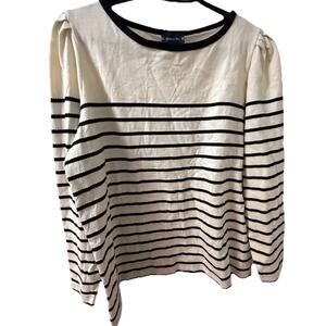 NWT ARMOR LUX Women’s Striped Pullover Long Sleeve Top Ivory & Black Size XL